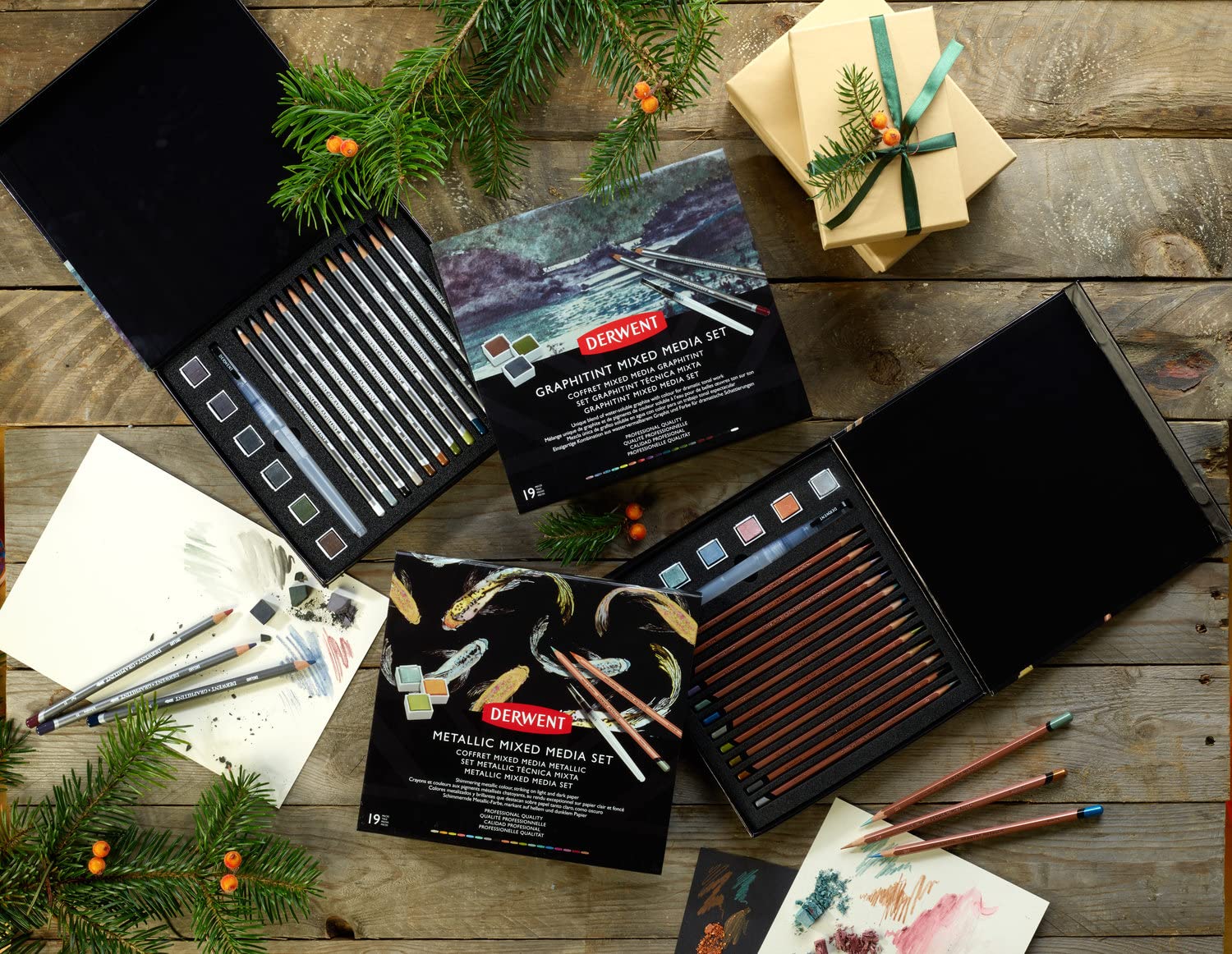 Derwent Graphitint Mixed Media Set, 19 Piece Set, Graphitint Paint, Pencils & Waterbrush (2305949) - Image 5